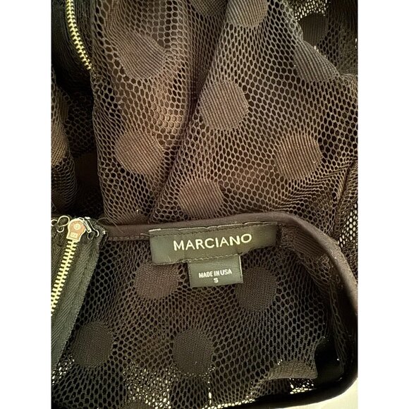 Marciano Women's Top Blouse Polka Dot Mesh Long Sleeve Black Full Zip S - Picture 8 of 8